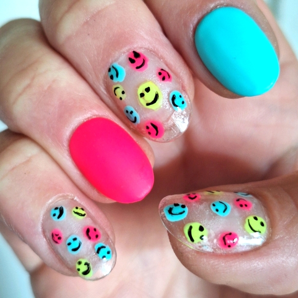 Hand Crafted Other - Press On Nails CUSTOM 10 Piece Nekked Neons Matte Short Oval Customizable NIP